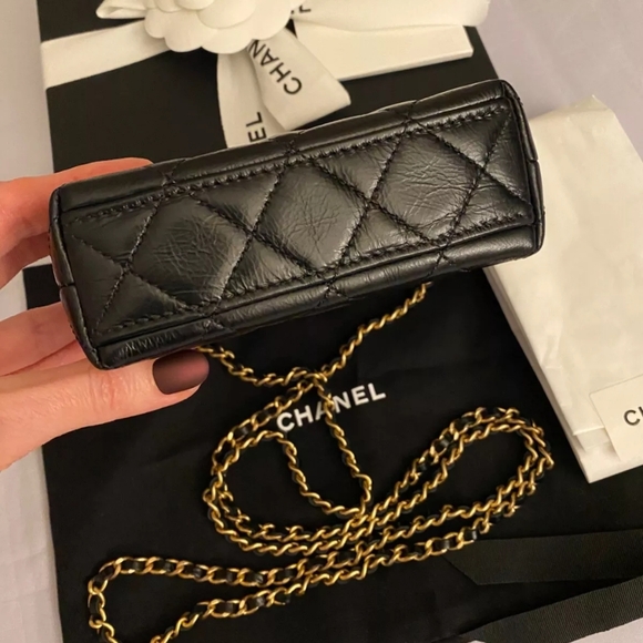 Chanel Kelly Nano Mini SLG Purse w/Chain Black Top Handle Micro Shopping Bag 24A - Picture 2 of 4